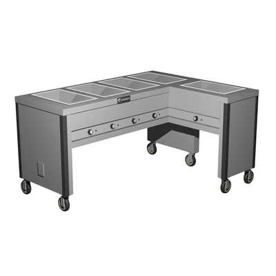 Caddy Corporation TF-605-R (5) 12" x 20" x 6.38" Deep Hot Food Wells L-Shaped Right-Handed Open Base Electric Hot Food Caddy - 208 Volts