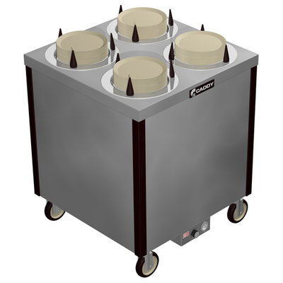 Caddy Corporation CM-S-304-H 4 Self-Leveling Adjustable Dispensing Cylinders 7.38" to 9.5" Dia. Dish Size Cabinet Style Heated Caddy Magic Dish Dispenser - 120 Volts