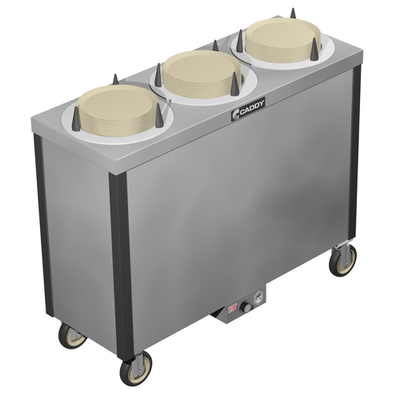 Caddy Corporation CM-S-403-H 3 Self-Leveling Adjustable Dispensing Cylinders 9.63" to 10.13" Dia. Dish Size Cabinet Style Heated Caddy Magic Dish Dispenser - 120 Volts