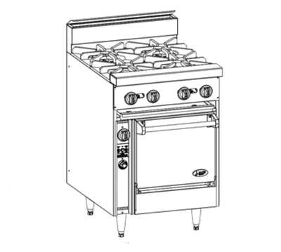 Jade JBR-4-NG 24 " W 4 Burners Natural Gas Bistro Restaurant Range - 120,000 BTU
