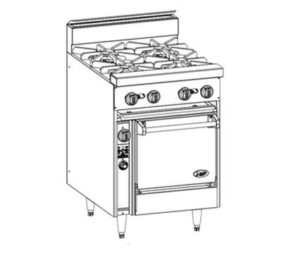 Jade JBR-4-NG 24 " W 4 Burners Natural Gas Bistro Restaurant Range - 120,000 BTU