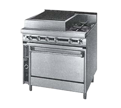 Jade JTRH-18B-2-36C-LP 36" Liquid Propane Convection Oven Titan Heavy Duty Range with 2 Open Burners and Charbroiler - 145,000 BTU