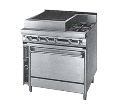 Jade JTRH-18B-2-36C-LP 36" Liquid Propane Convection Oven Titan Heavy Duty Range with 2 Open Burners and Charbroiler - 145,000 BTU