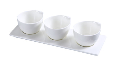 Yanco PS-722 4 Oz. (3) 3" Cups White Porcelain Piscataway Tasting Cup Set