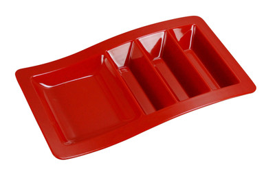Yanco ME-1765 14.75" L x 8.75" W Red Melamine Rectangular 4 Compartments Mexico Taco Plate