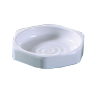 Yanco OK-3001 2 Oz. 4.13" Dia. White Melamine Hexagon Osaka Sauce Dish