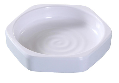Yanco OK-3001 2 Oz. 4.13" Dia. White Melamine Hexagon Osaka Sauce Dish