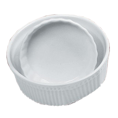 Yanco SF-164 64 Oz. White Round Fluted Porcelain Accessories Soufflé Bowl
