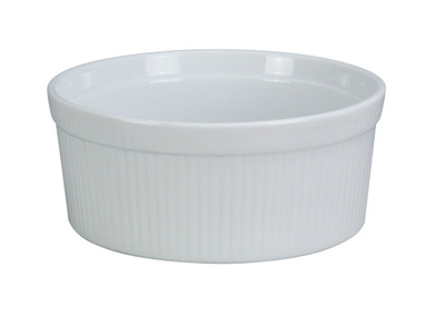 Yanco SF-164 64 Oz. White Round Fluted Porcelain Accessories Soufflé Bowl