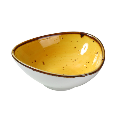 Yanco LY-404YL 5 Oz. Yellow Porcelain Triangular Lyon Sauce Bowl