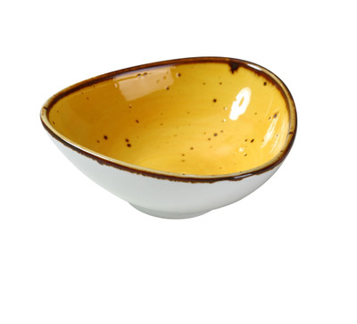 Yanco LY-404YL 5 Oz. Yellow Porcelain Triangular Lyon Sauce Bowl