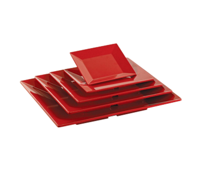 Yanco ME-108 8" L x 8" W Speckled Red Melamine Square Mexico Plate