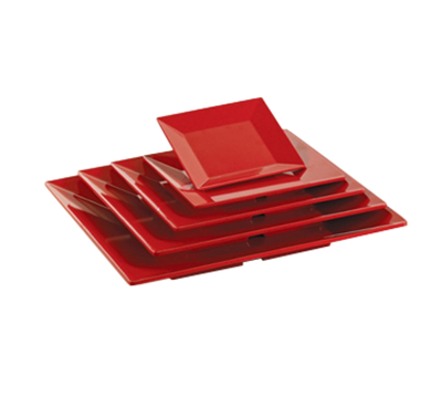 Yanco ME-108 8" L x 8" W Speckled Red Melamine Square Mexico Plate