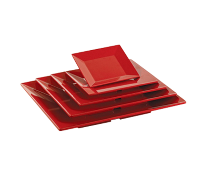 Yanco ME-108 8" L x 8" W Speckled Red Melamine Square Mexico Plate