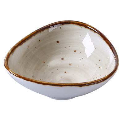 Yanco LY-404 5 Oz. Brown Porcelain Triangular Lyon Sauce Bowl