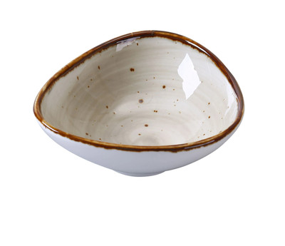Yanco LY-404 5 Oz. Brown Porcelain Triangular Lyon Sauce Bowl
