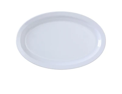 Yanco NS-512W 12" L x 6.75" W White Melamine Oval Narrow Rim Nessico Platter