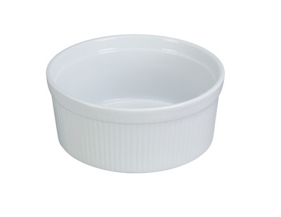 Yanco SF-112 12 Oz. White Round Fluted Porcelain Accessories Soufflé Bowl