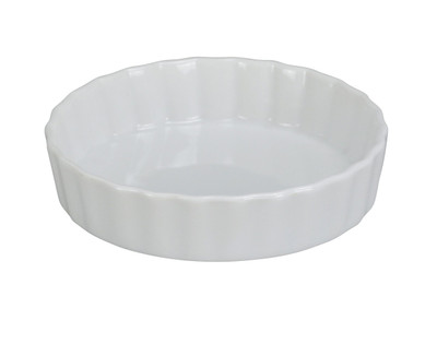 Yanco BK-605 5.5 Oz. White Round Porcelain Fluted Accessories Quiche Dish