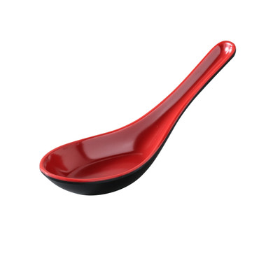 Yanco CR-7001 5.5" W Black and Red Melamine Two-Tone Soup Spoon