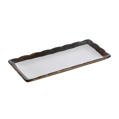 Yanco RO-2110 10" W x 4.25" D Rectangular Porcelain Rockeye Sushi Plate