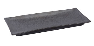 Yanco DB-413 12" W Black Porcelain Rectangular Diamond Black Plate