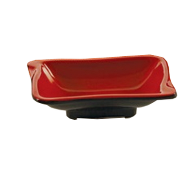 Yanco CR-0002 3 Oz. 4.13" W Black and Red Melamine Rectangular Two-Tone Sauce Dish