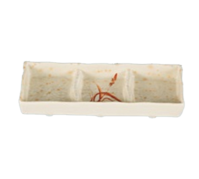 Yanco OR-4030 2.5 Oz. Each 7.5" W Melamine Rectangular 3 Compartments Orchis Divided Sauce Dish