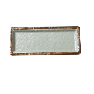Yanco YO-3010 9.5" W x 0.75" H x 3.75" D Rectangular Melamine Yoto Sushi Plate