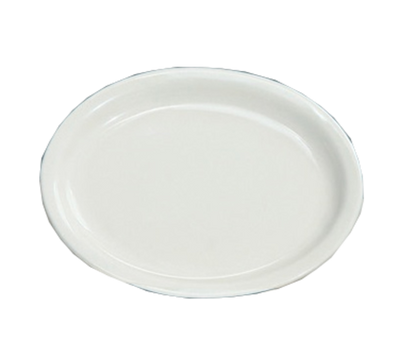 Yanco NR-12 9.5&quot; L x 7.5&quot; W American White Ceramic Oval Narrow Rim Normandy Platter