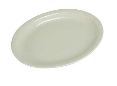 Yanco NR-12 9.5" L x 7.5" W American White Ceramic Oval Narrow Rim Normandy Platter