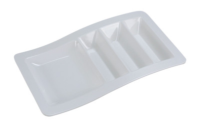 Yanco NC-1765 14.75" L x 8.75" W White Melamine Rectangular 4 Compartments Nu-Classic Taco Plate