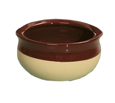 Yanco OS-12-C 12 Oz. Brown and Cream Round Porcelain Accessories Onion Soup Crock