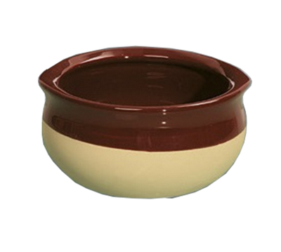 Yanco OS-12-C 12 Oz. Brown and Cream Round Porcelain Accessories Onion Soup Crock