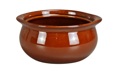 Yanco OS-12-B 12 Oz. Brown Round Porcelain Accessories Onion Soup Crock