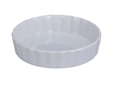 Yanco BK-610 10.5 Oz. White Round Porcelain Fluted Accessories Quiche Dish