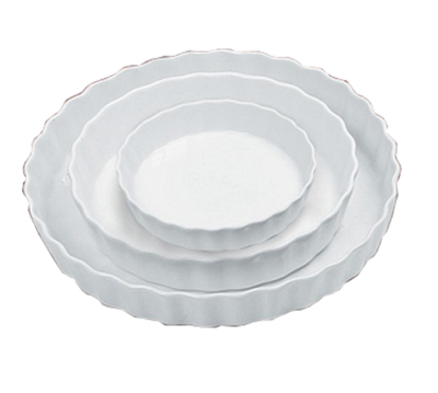 Yanco BK-607 18 Oz. White Round Porcelain Fluted Accessories Quiche Dish