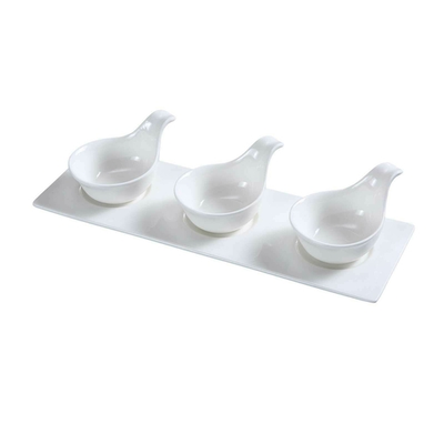 Yanco PS-723 4 Oz. (3) 3.25" Spoons White Porcelain Piscataway Tasting Spoon Set