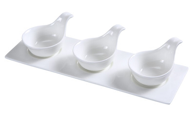 Yanco PS-723 4 Oz. (3) 3.25" Spoons White Porcelain Piscataway Tasting Spoon Set