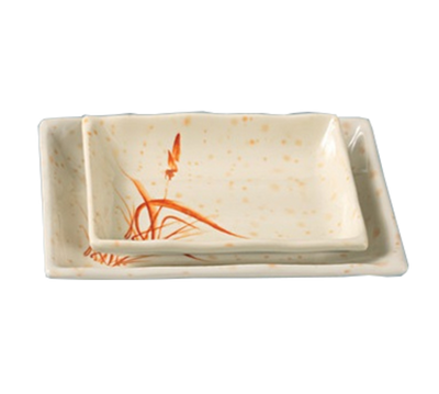 Yanco OR-2408 9 Oz. 8" W Melamine Rectangular Orchis Sauce Plate