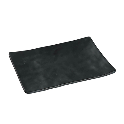 Yanco BP-2008 8" W Melamine Rectangular Asian Style Black Pearl Plate