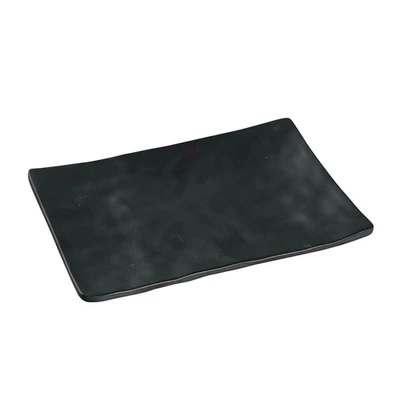 Yanco BP-2008 8" W Melamine Rectangular Asian Style Black Pearl Plate