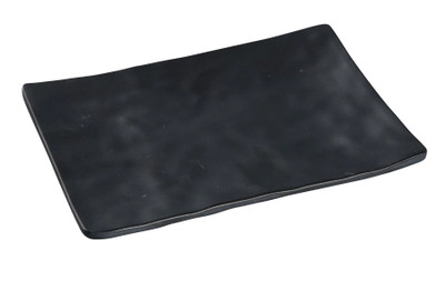 Yanco BP-2008 8" W Melamine Rectangular Asian Style Black Pearl Plate