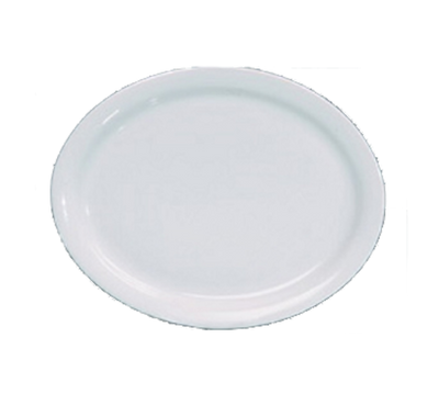 Yanco MA-13 11.5" L x 9.5" W Super White Porcelain Oval Narrow Rim Mayor Platter