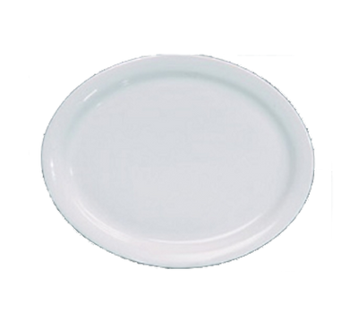 Yanco MA-13 11.5" L x 9.5" W Super White Porcelain Oval Narrow Rim Mayor Platter