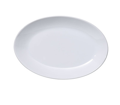 Yanco AC-810 10" L x 7" W Super White Porcelain Oval Coupe and Deep Rim Abco Platter