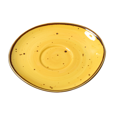 Yanco LY-002YL 6.5&quot; W 0.75&quot; H Yellow Porcelain Free Form Lyon Saucer