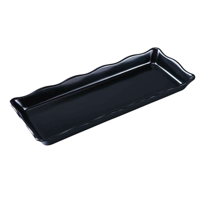Yanco DC-6014B 14" W x 1" H x 5.25" D Black Melamine Rectangular Serving Tray
