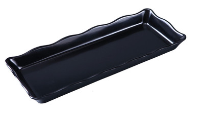 Yanco DC-6014B 14" W x 1" H x 5.25" D Black Melamine Rectangular Serving Tray