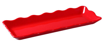 Yanco DC-6013R 13.5" W x 1" H x 5.25" D Red Melamine Rectangular Serving Tray